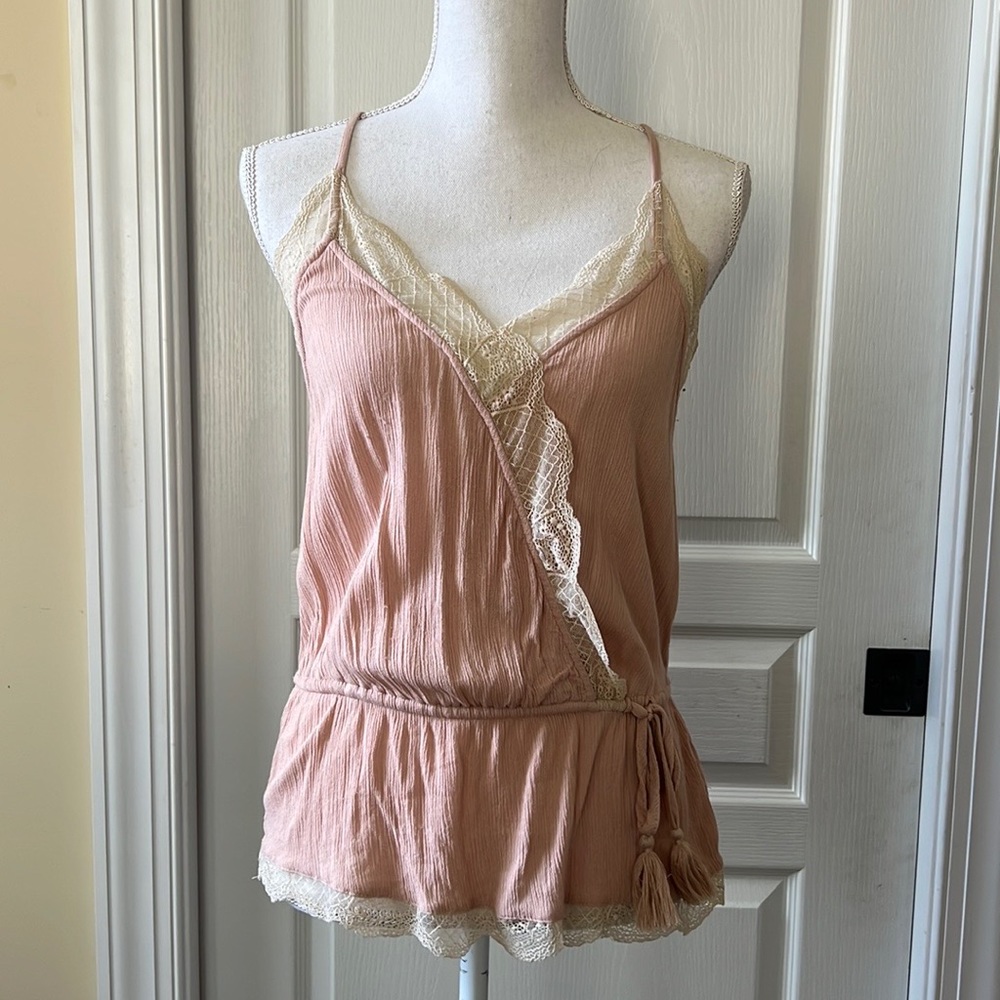 Pretty Pink Lace Trimmed Camisole-AE Outfitters-Medium